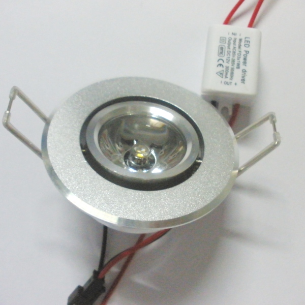 1W LED ceiling Spotlight downlights with Silver Aluminum Alloy body 