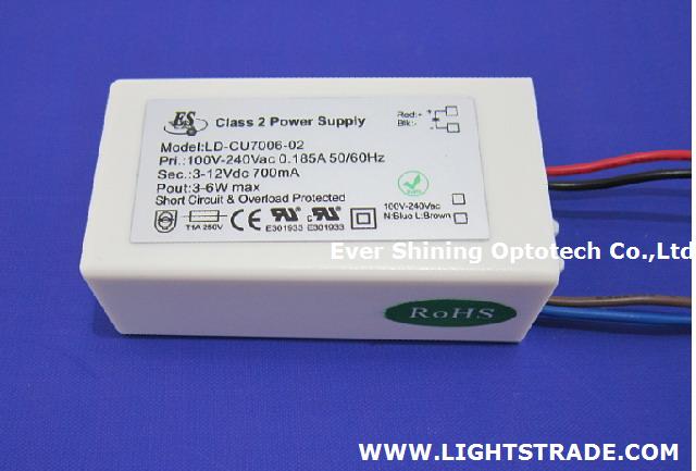 6W 700mA Constant Current LED driver for UL CUL CE IP65 products approval
