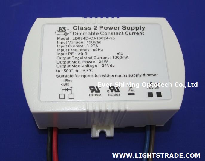 24W 1000mA AC Dimmable Constant Current LED driver for UL CUL products approval