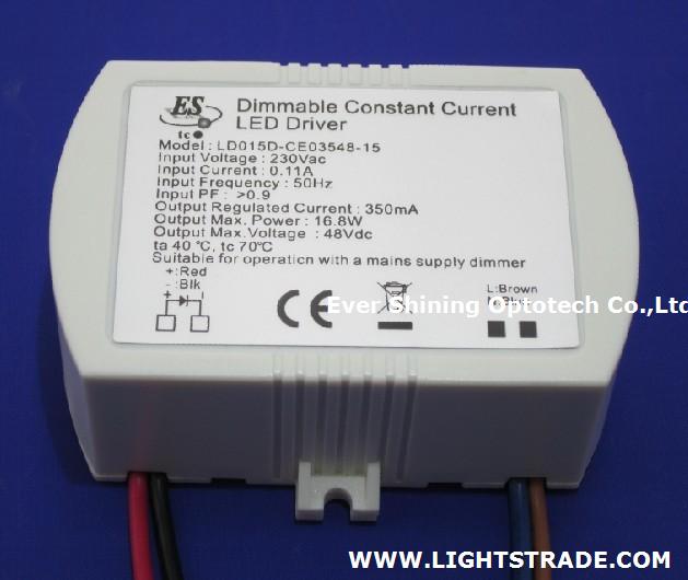 16.8W 350mA AC Dimmable Constant Current LED driver with CE Rohs product approval