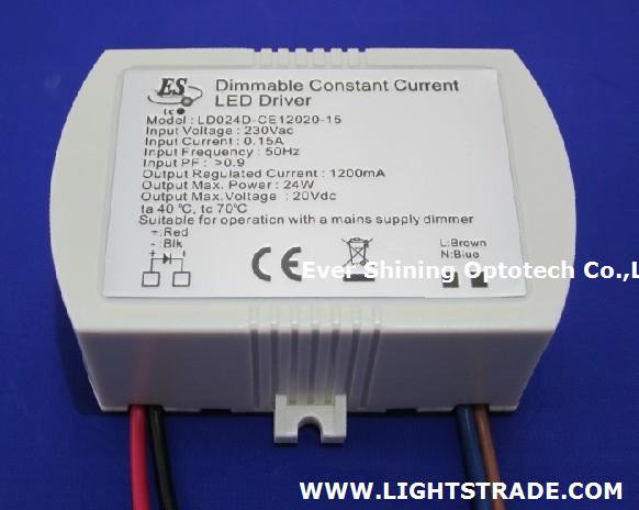 24W 1200mA AC Dimmable Constant Current LED Driver with CE Rohs product approval