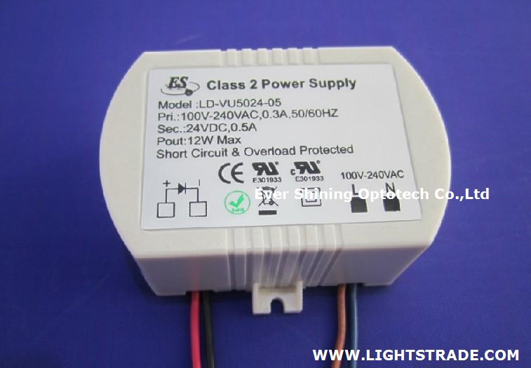 12W 500mA 24V Constant Voltage LED Driver with UL CUL CE product approval