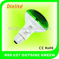 R80 E27 OUTSIDE GREEN REFLECTOR BULBS