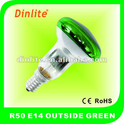 R50 E14 OUTSIDE GREEN REFLECTOR BULBS