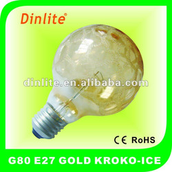 G80 E27 KROKO-ICE GOLD ROUND BULBS