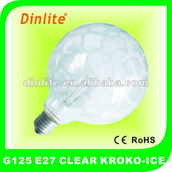 G125 E27 KROKO-ICE CLEAR ROUND BULBS