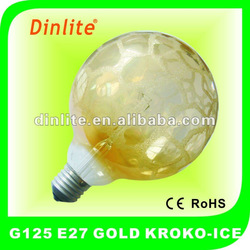 G125 E27 KROKO-ICE GOLD ROUND BULBS