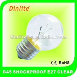G45 SHOCKPROOF E27 CLEAR ROUND BULBS