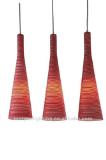 red color glass pendant lighting with 3 lamps