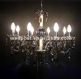 Traditional Eight Candles Wrought Iron Crystal Ceiling Light