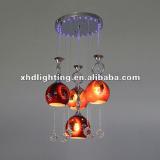 2012 glass pendant light with led and crystal X1219/4