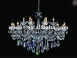 Hot Sell Cognac Crystal Chandelier lamp with Coffee Fabric shade /di