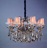 Hot Sell Cognac Crystal pendant lamp with Coffee Fabric shade