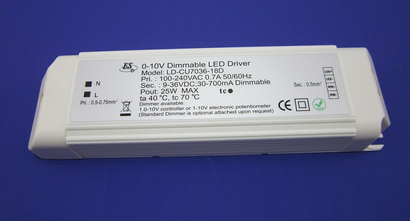 25W 0-10 Dimmable LED driver for CE product approval