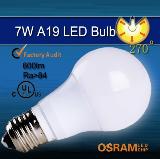 A60/A19  7W 260 Degree Beam Angle, E26 or E27 LED Bulb