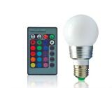 RGB dimmable LED bulb with 3W and E27 socket
