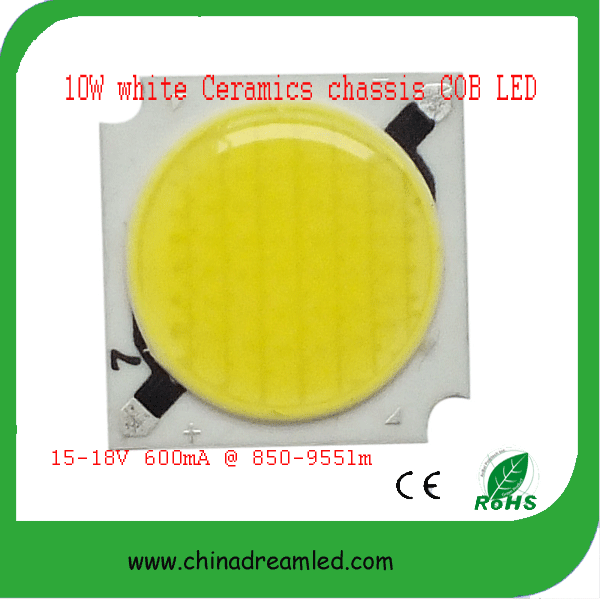 Hot New! 10W cool white Ceramics chassis COB LED, Epistar Chip 20*20mm