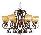 traditional  iron and glass  chandelier