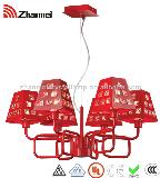 European design Modern Crystal Red Lampshade Style Dinner Room Chandelier