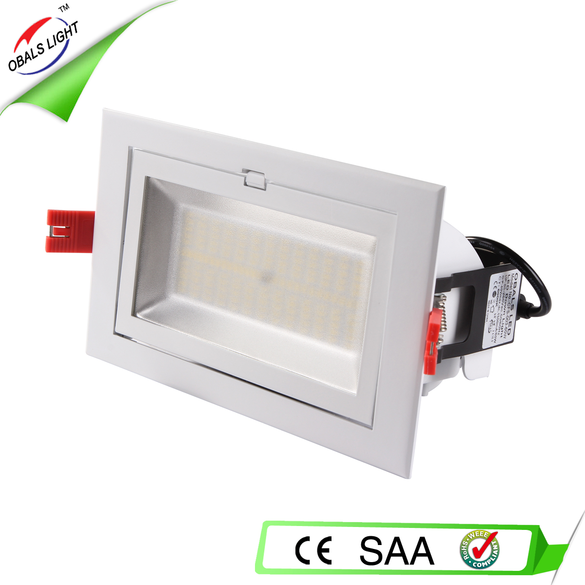 60W rectangular led downlight with CE RoHS SAA apprpved