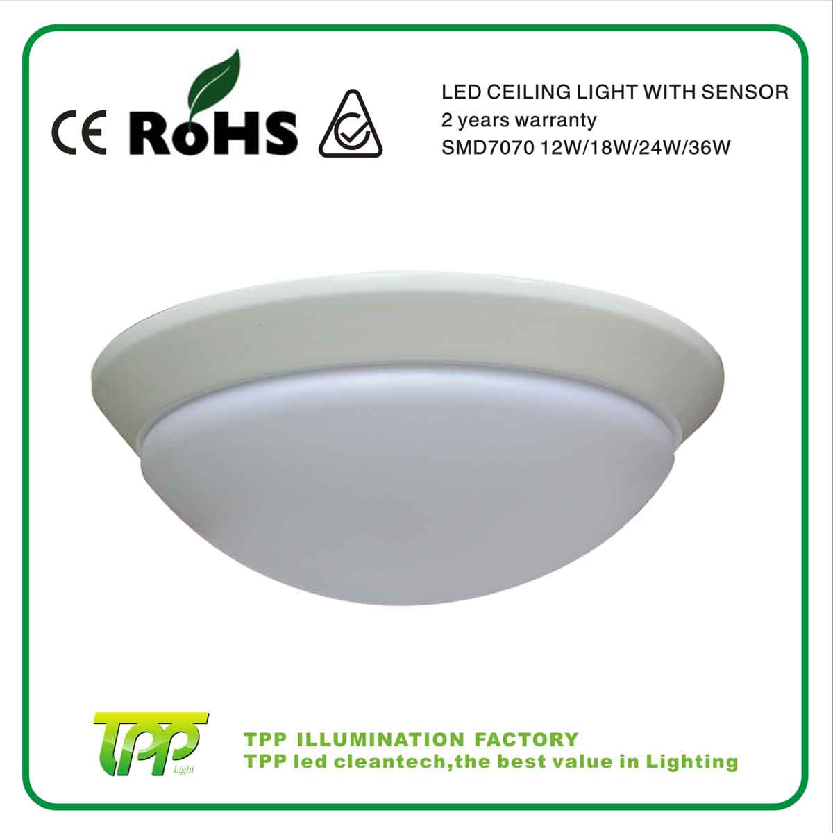 round plastic ceiling light covers 18W with 3H Emergency