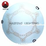 Ceiling lamp with string pattern on glass cover
