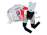 2011 Scott RC Pro White And Red Cycling Long Sleeve Jersey And Bib Pants Set