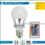 High quality white led light bulbs 3w e27 remote controlled rgb led bulb light