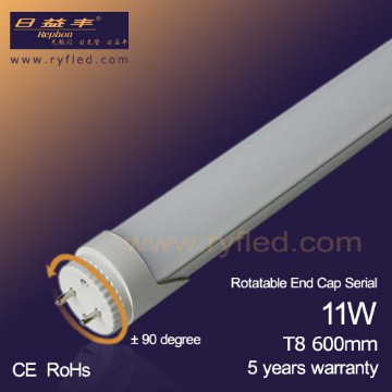T8 LED Tube 180 Degree rotating end cap with 5 years warranty
