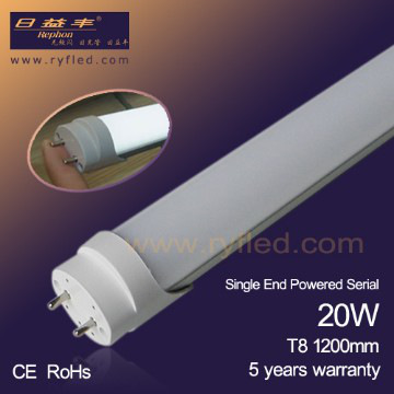 Single End Powered Standard Output 4ft 1200mm 20W T8 LED Tube Light