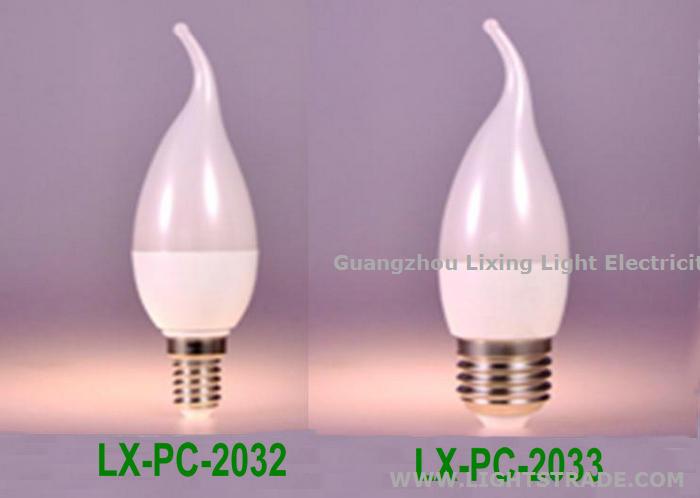 Energy Saving E14 3 Watt LED Candle Light Bulb Bridgelux Chip , PC Body