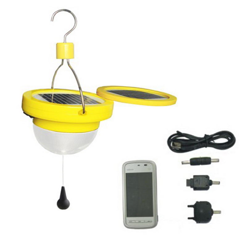 Solar powered lantern with ultra bright LED and USB connector