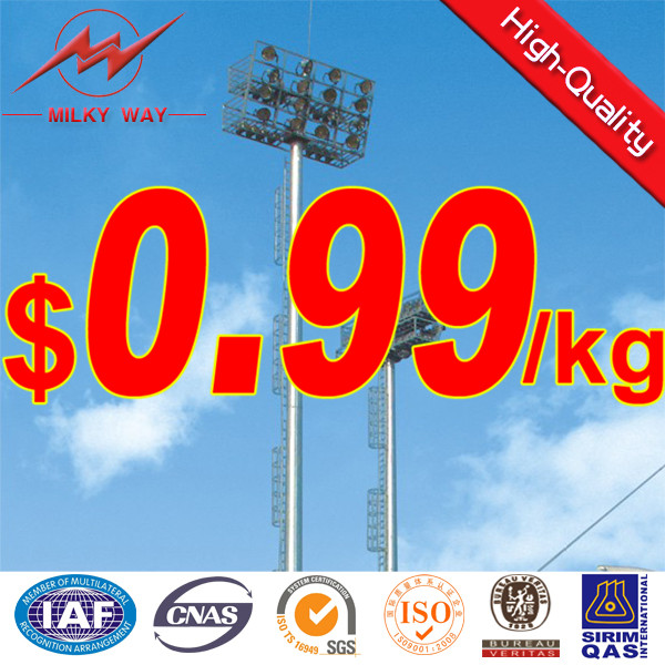 15mtr Outdoor high mast light pole with lamps