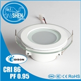 Glass led panel light 6W round with CRI85