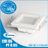 Glass led panel light 6W square with CRI85