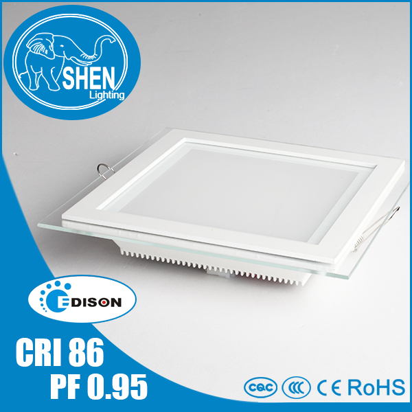 Glass led panel light 18W square with CRI85