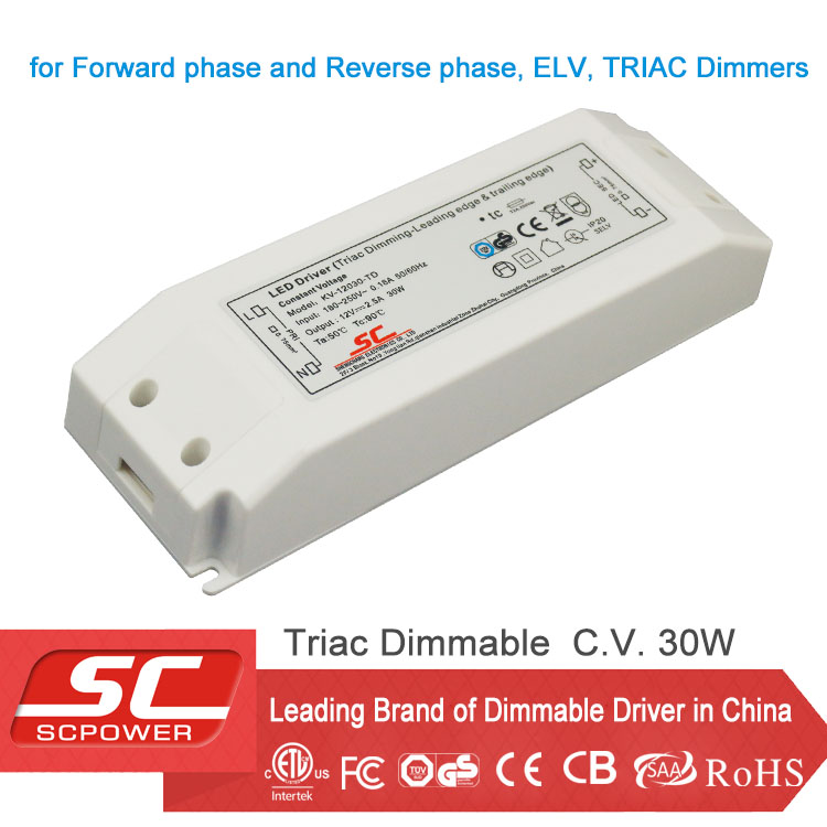 30W 12V constant voltage triac dimmable led driver