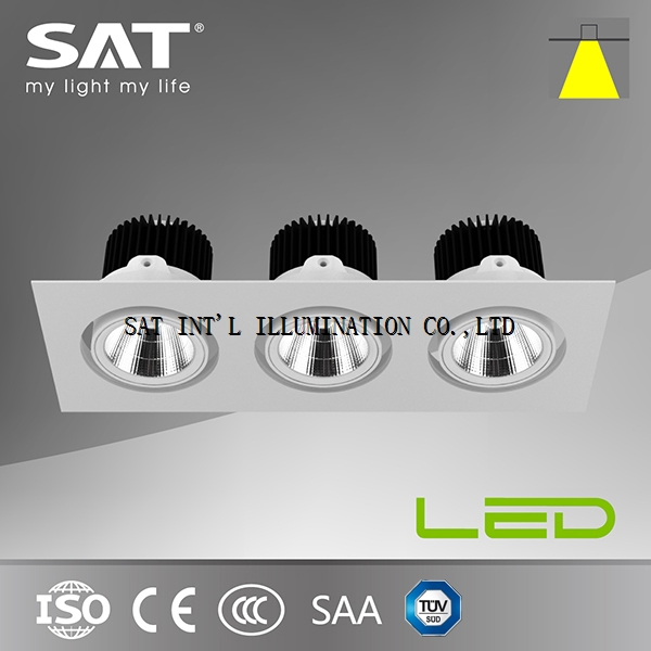 12W Led Grille Downlight Cob Three Heads Rotable