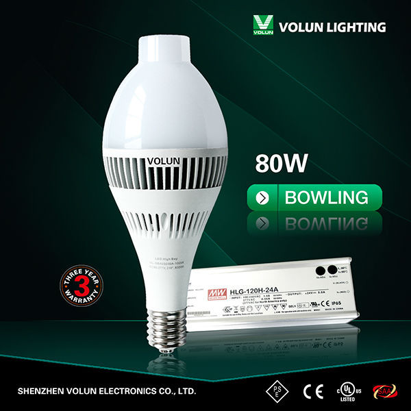 Good design of led high bay light 80w AC90-277V with meanwell external driver GREE XTE led type