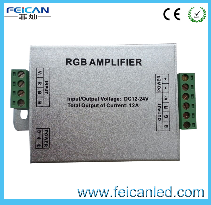 Led RGB Amplifier DC 12V/24V 24A Signal Repeater 144W for 3528 /5050 RGB Led strip