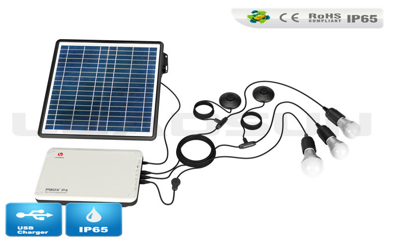 4w 5w 6w 7w LED bulbs Solar Home Lighting system solar lighting kit with USB Solar Charger.