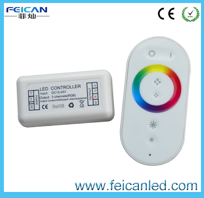 LED RGB Strip DC 12~24V 3*6A RF Full Touch Controller/RF Wireless Plastic shell RGB 6keys full Touch