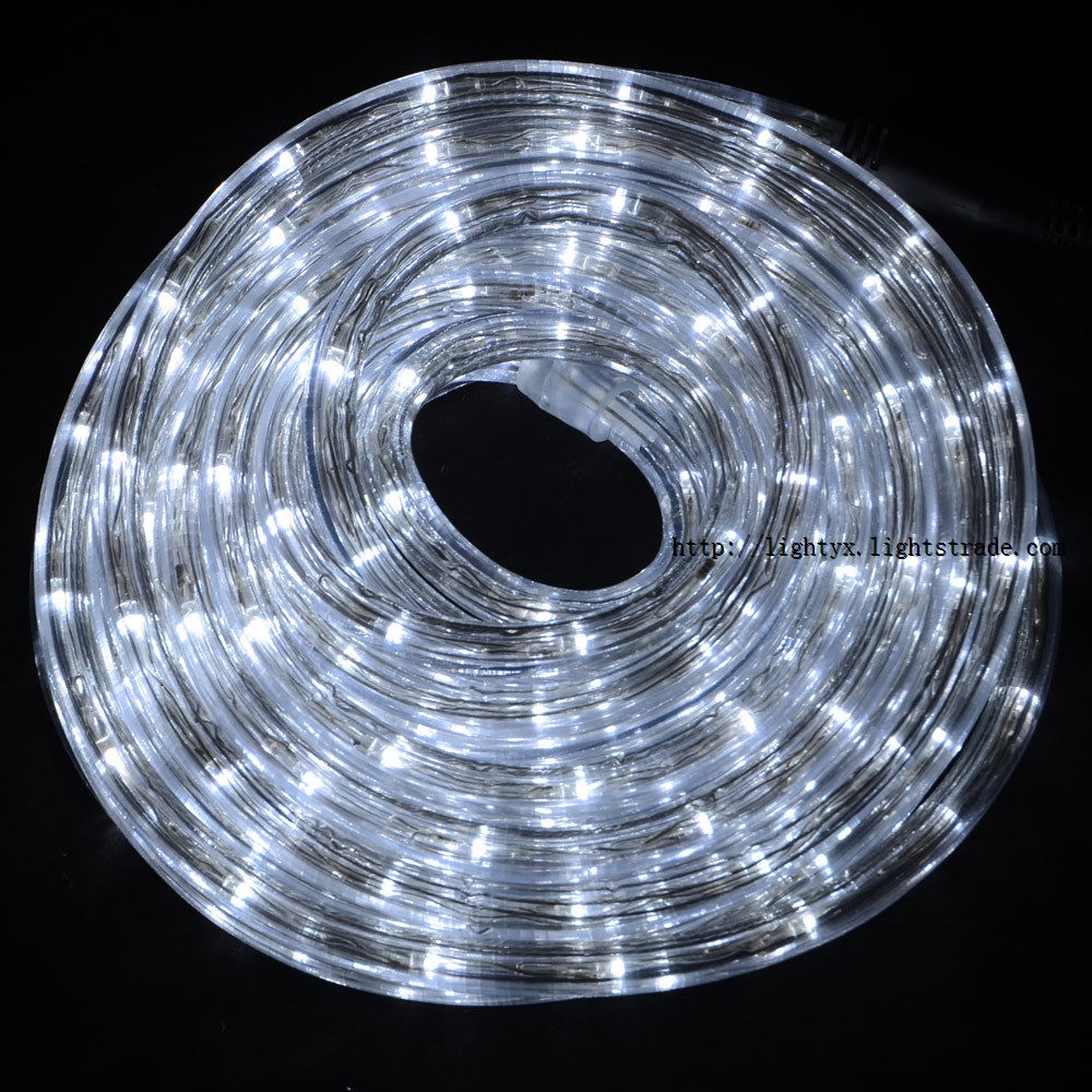 White Hollow 3 Wires Round Led Rope Light for Christmas Decoration