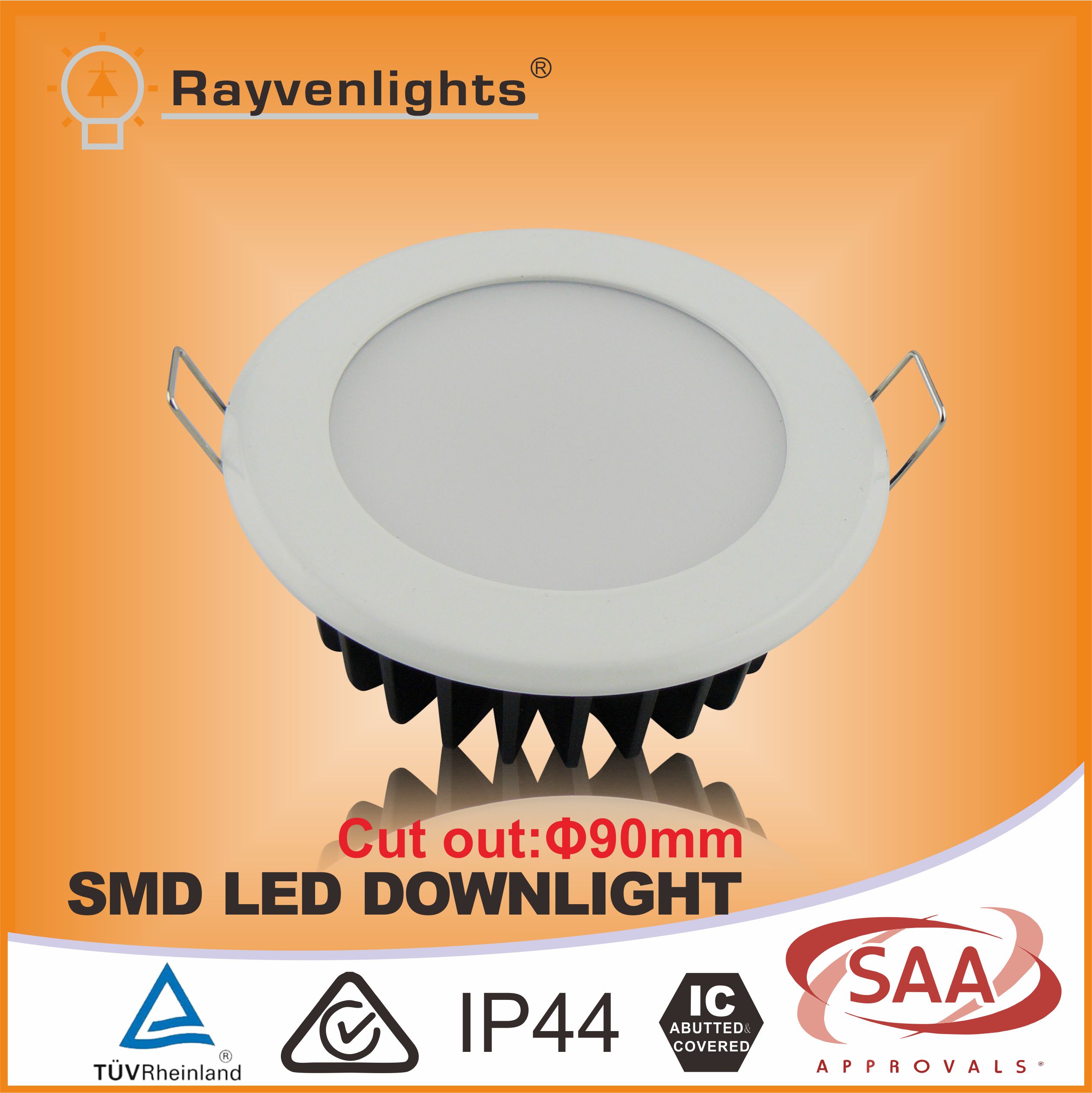 Australian Standard SAA approved 10w 12w smd led downlight with cut out 90mm