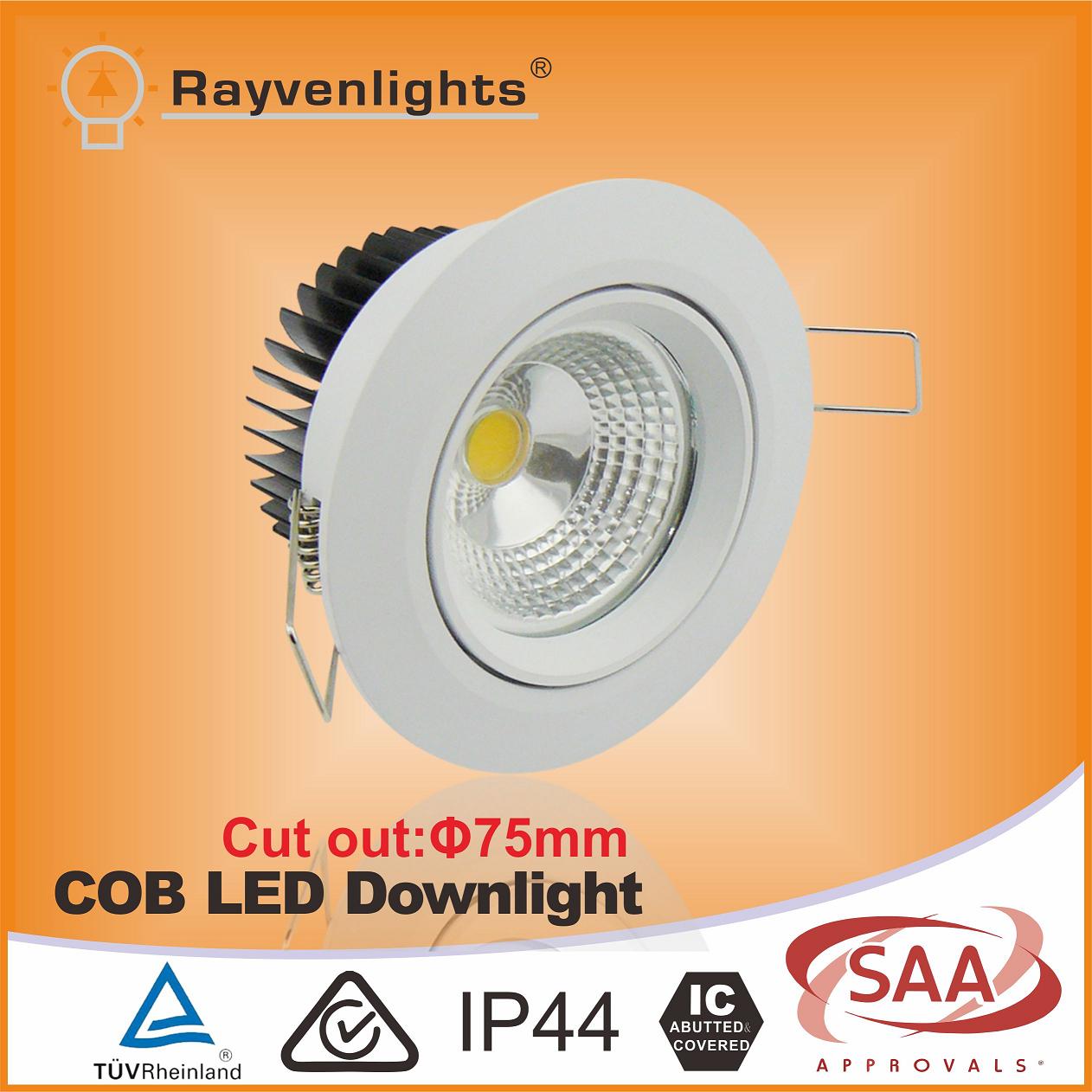 7w cut out 75mm dimmable epistar led recessed downlight