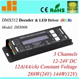3CH DMX Decoder, DMX512 driver, LED RGB Controller, LCD addressing DE8006