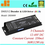 Constant Current 350MA*3CH DMX512 decoder,LED Driver DE8009