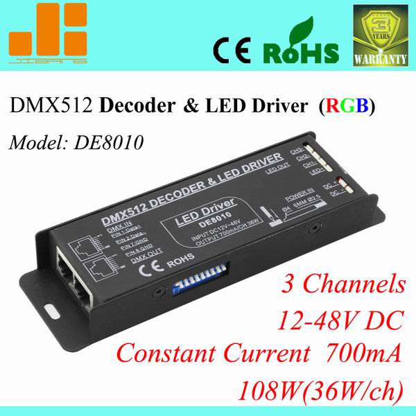 Constant Current 700mA*3CH DMX512 decoder,dmx driver DE8010