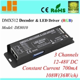 Constant Current 700mA*3CH DMX512 decoder,dmx driver DE8010