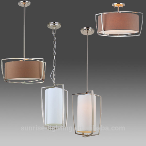 Linen shade pendant lamp for home and hotel decor